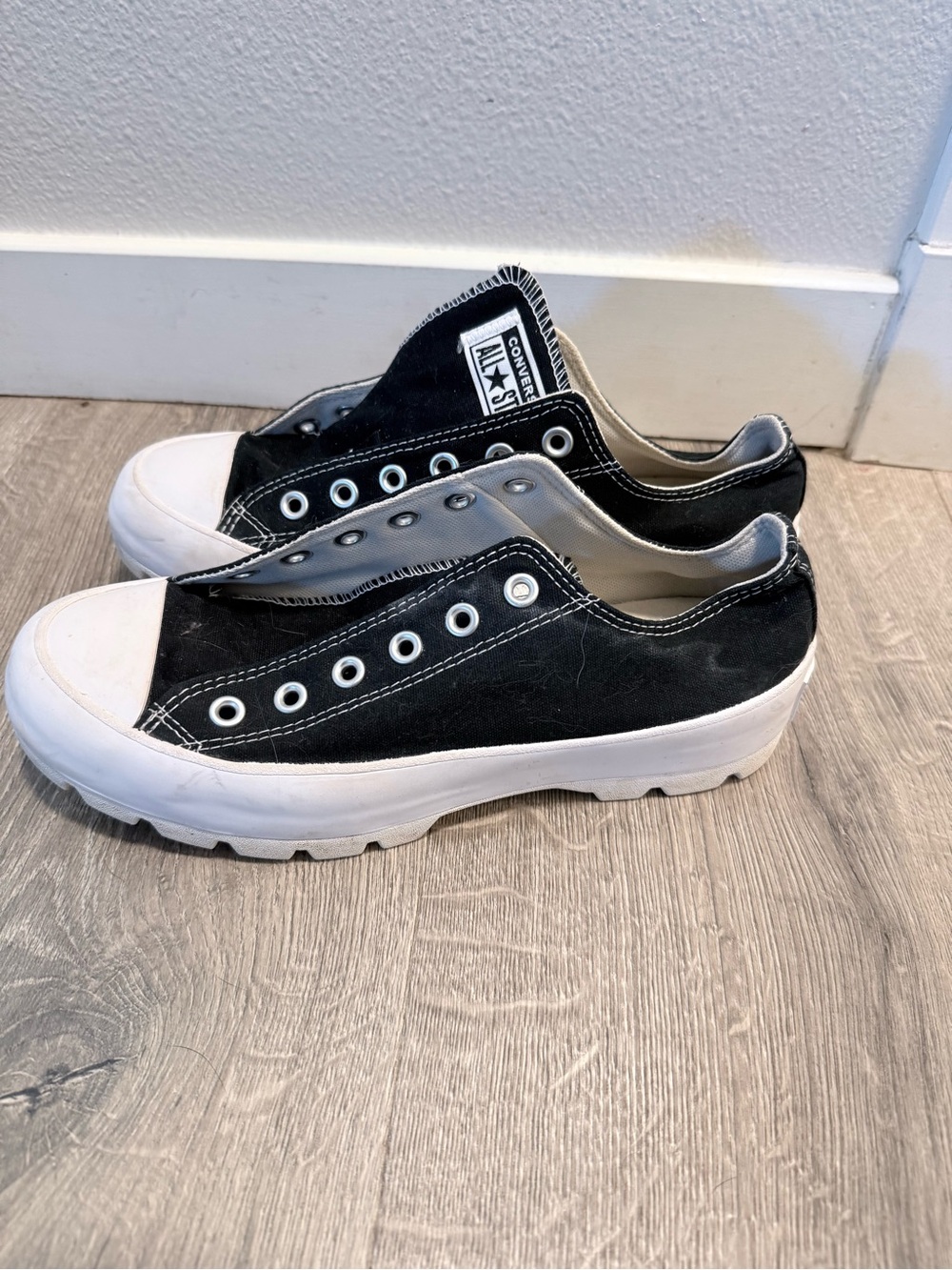 Converse Black and White Platform Low-Top Sneakers